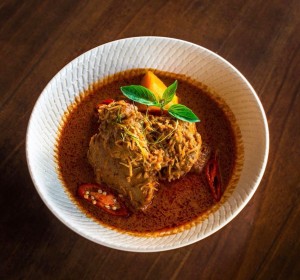 Thick red chicken curry
